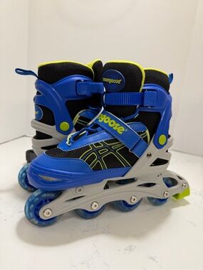 Mongoose Blue Kids Adjustable Inline Skates with Secure Straps and LED lights